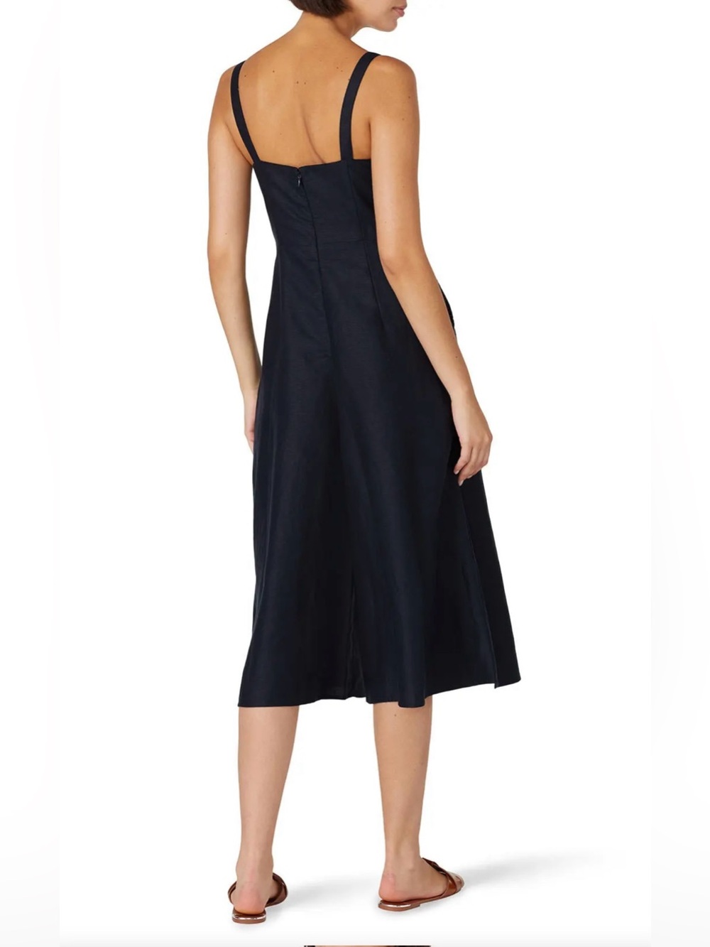 Club Monaco Linen/Cotton/Lyocell Wide Leg Midi Jumpsuit Size 10 - Picture 5 of 7